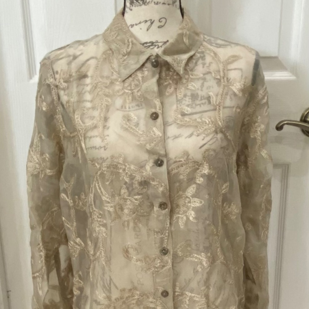 Chico Design, Sheer Collared, Button Down Blouse,… - image 3